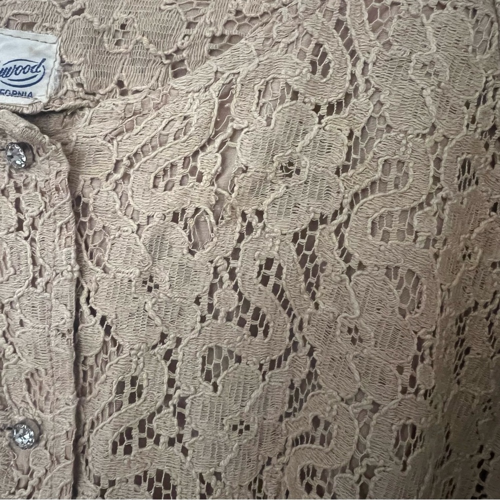 Vintage Lace Jacket Top with Rhinestone Button Details - Picture 5 of 11